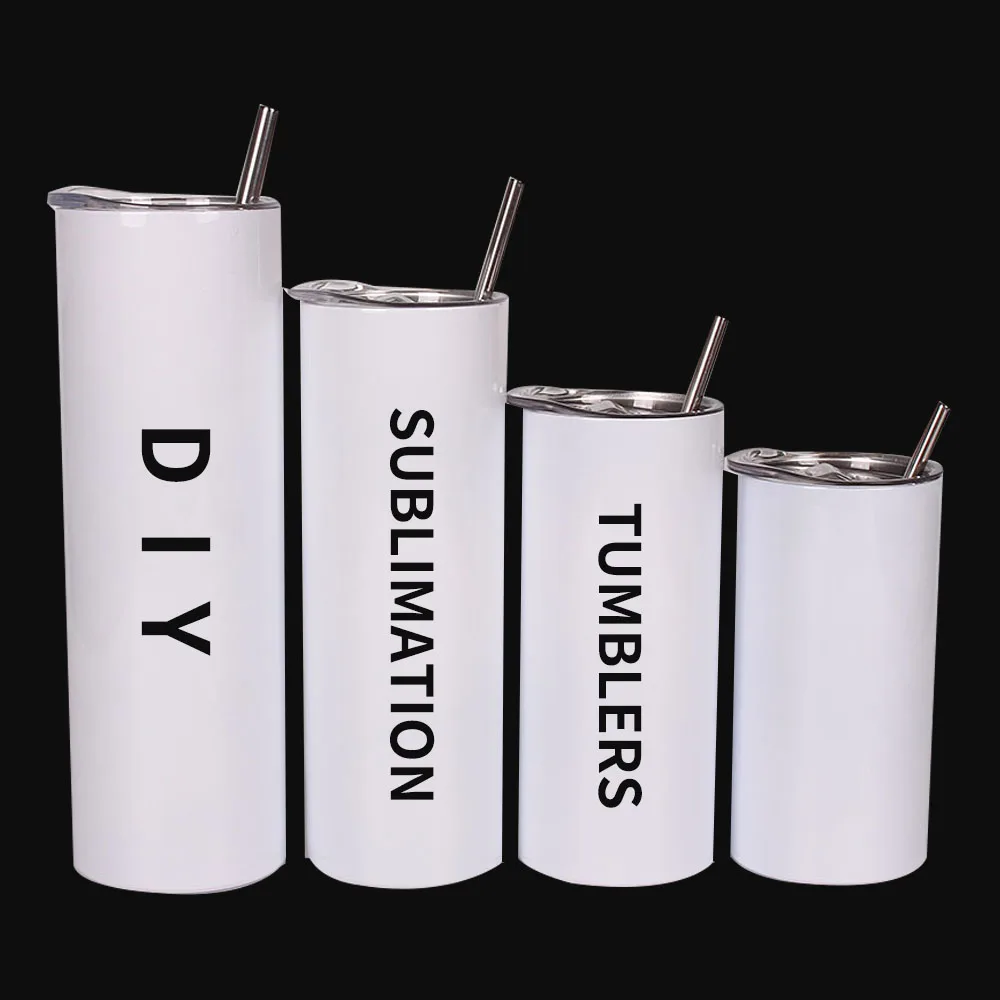 

Hot Sell White Bulk Straight Sippy Insulated Tumbler Cups 20oz Sublimatio Blanks Skinny Tumbler With Lid, Customized color