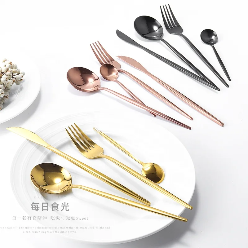 
Restaurant cheap silver fancy flatware set hotel silverware plated flatware stainless steel cutlery 
