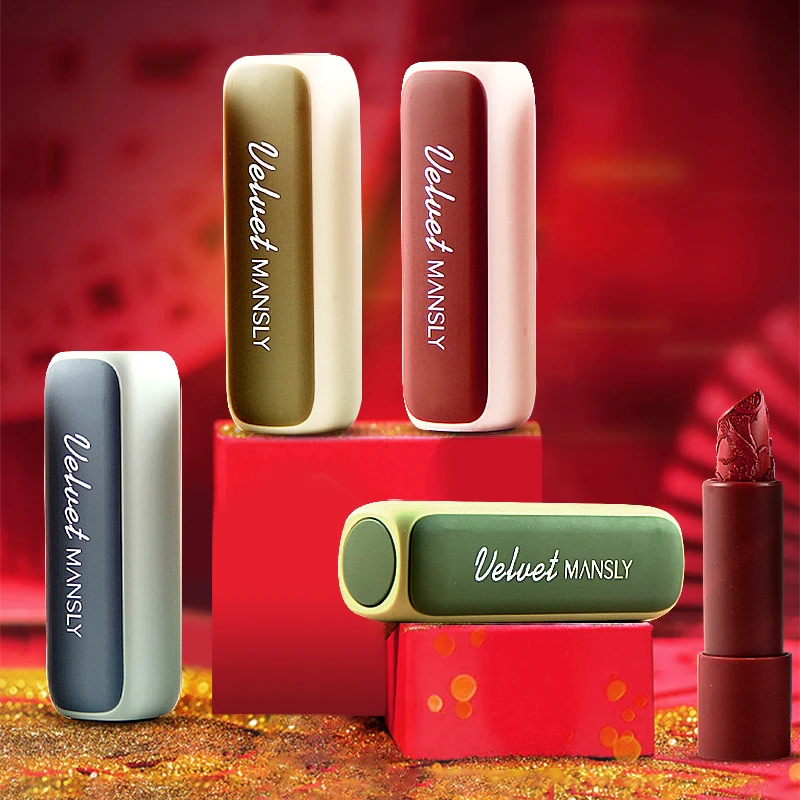

Chinese carving high pigment custom beauty cosmetic Velvet Matte 4 colors cosmetic lipstick
