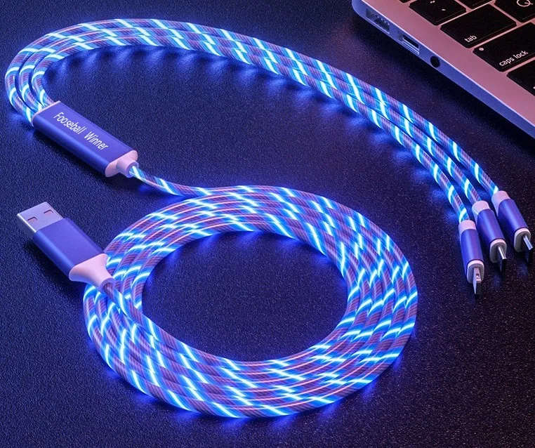 2020 New Trending LED Flowing Light Magnetic Cellphone Fast Micro USB Cable Charger Data Cable Line - ANKUX.COM