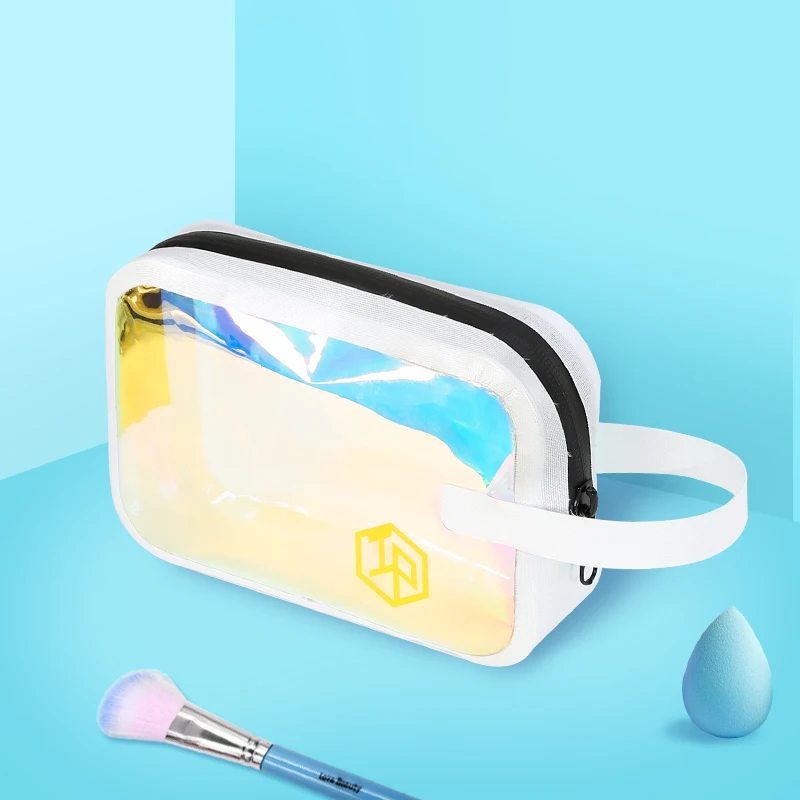 

IPX7 pvc striped waterproof transparent clear cosmetic makeup bag, Customized color