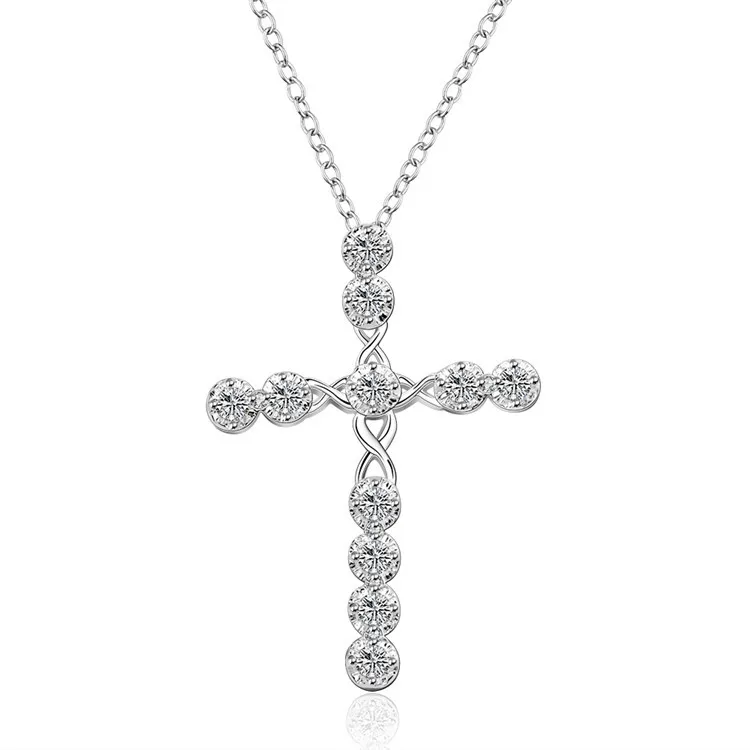 

Silver wedding charms women lady noble Crystal Cross Necklace Fashion Jewelry Classic nice gift, Gold, silver