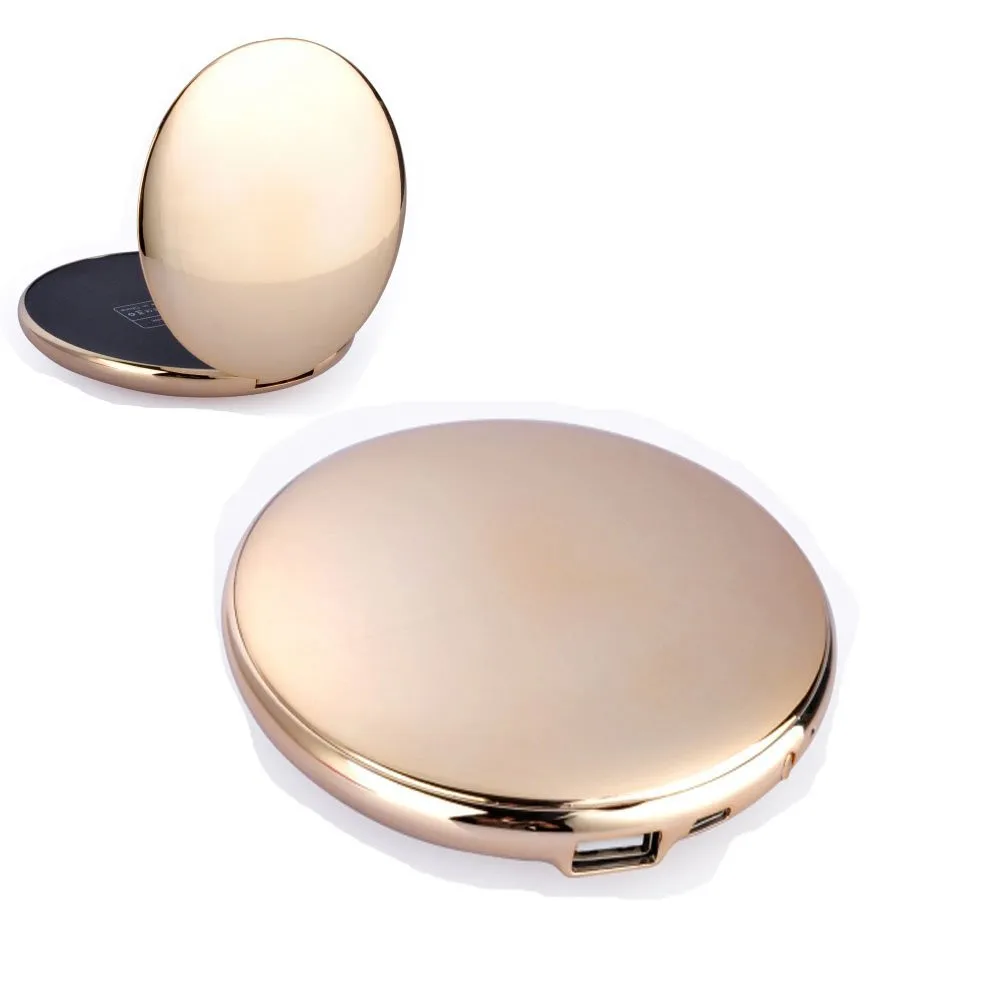 

outdoor emergency oem promotion gift make up mirror led leather power bank