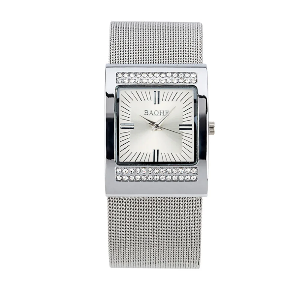 

Factory direct sale new diamond swan square Milanese stainless steel strap quartz ladies watch, As pic