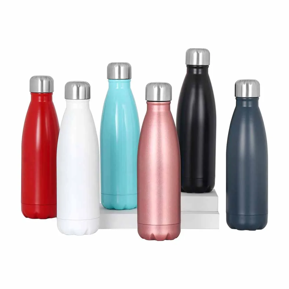 

500ml vacuum sport double wall copper stainless steel thermo cola shape drink insulated water bottles with custom logo, Customized color