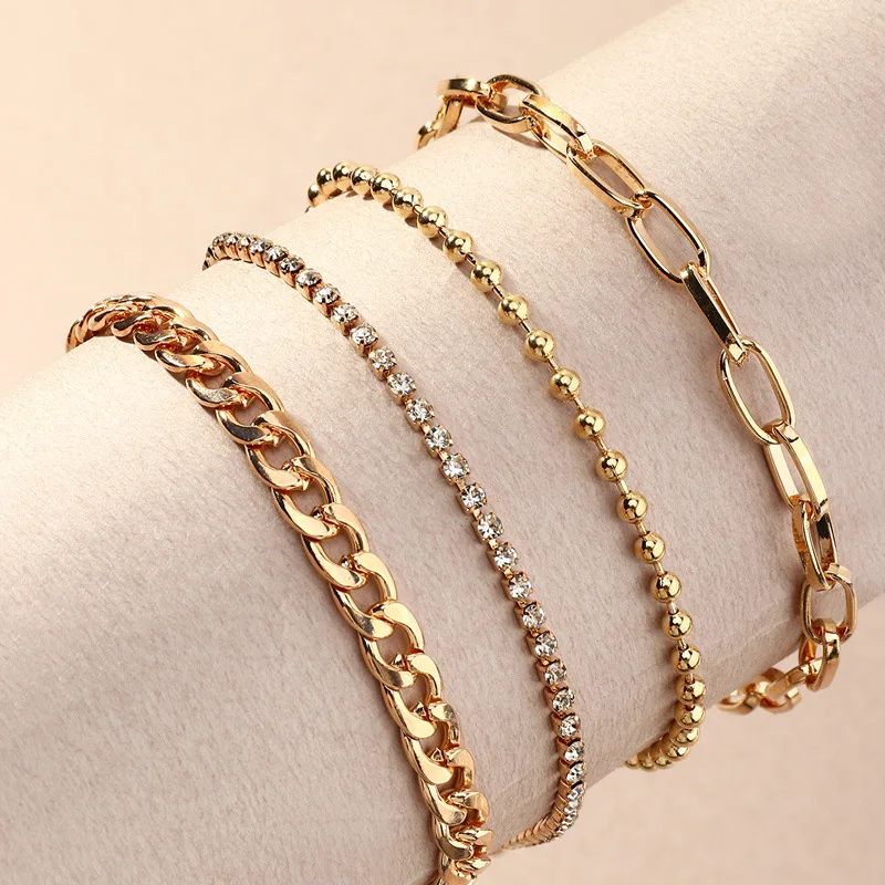 

Summer Luxury Diamond Anklet Rose Gold Sliver Plated Zodiac Crystal Anklet Cuban link Chain Foot Jewelry Women Anklets Bracelet