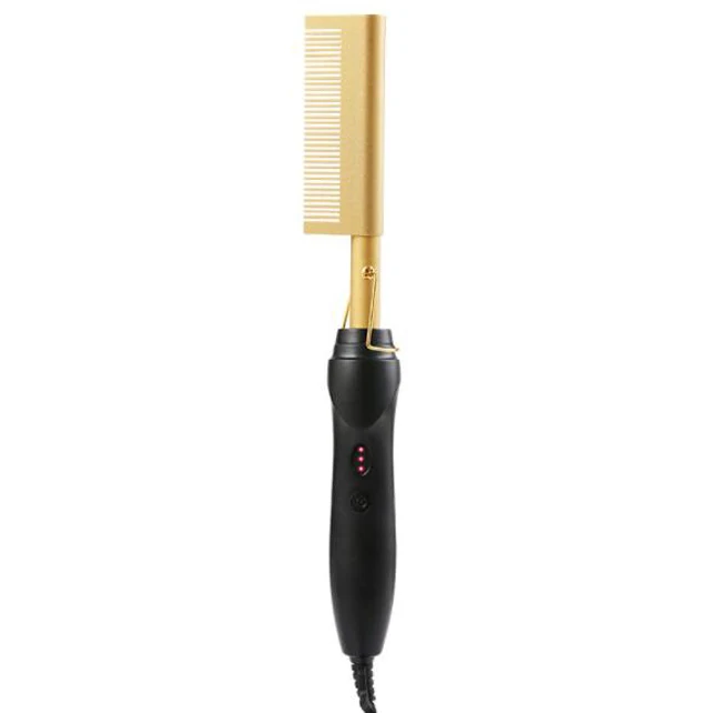 

Hair Straightener Brush Electric rise Hot Hair Brush Temperature Display Automatic Hair Curler Comb, Golden