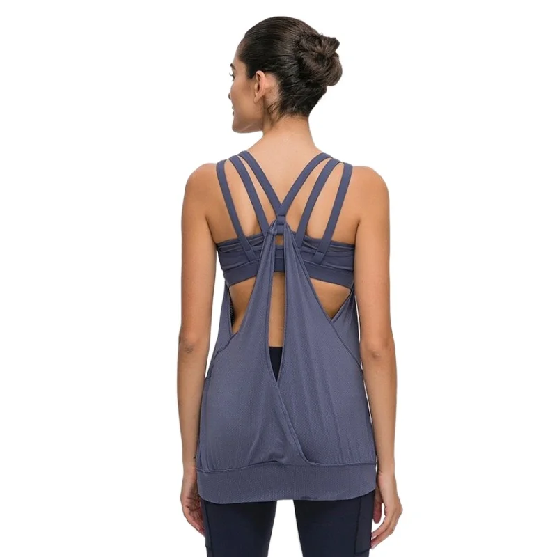 

BBDQ19078 Fashion sexy sling sports bra loose plus size fitness vest comfortable yoga T shirt