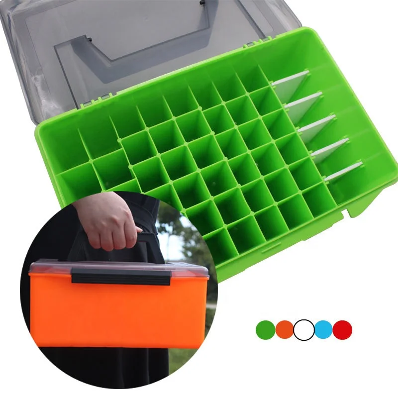 

OEM and on stocks five-color 52-grid portable frosted bait box accessories storage box deepening bait box, 4 colors