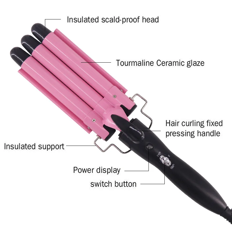 

Hair Curler Triple Barrel Hair Waver Home Lcd Digital Display Hair Curling Iron Machine Pro Automatic Curls Air