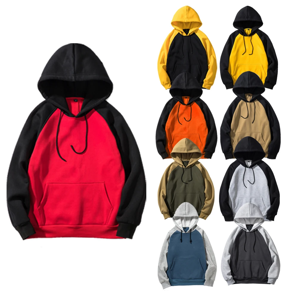 

Mens Clothing Autumn Winter Long Sleeves Drawstring Patchwork Causal Vintage Hoodie Fleece Thick Pullover Hoodie For Men RS00866