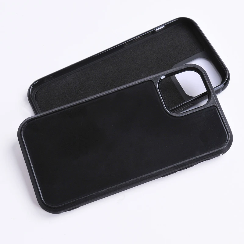 

With Double groove blank case For iPhone 12 pro max custom logo inlay Velvet leather back cover for apple 12 mini case