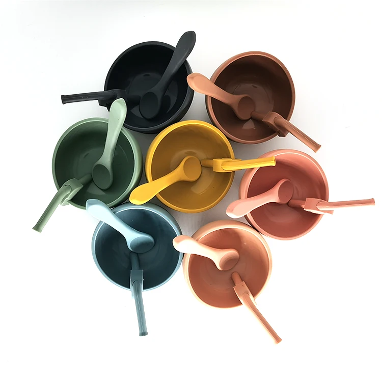 

2021 New Products Baby Feeding Set Large Suction Bowl Customized Silicon Not Support with LFGB Certification All-season 175g/set, Muted,sage,apricot,mustard,ether,dark grey etc,custom is ok.