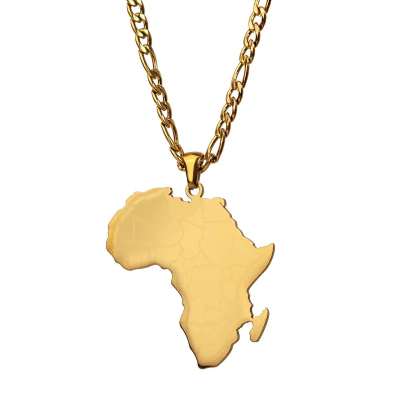 

Direct Factory Price Stainless steel Pvd Gold Plated Africa Map Necklace For Sale, Gold,silver,rose gold