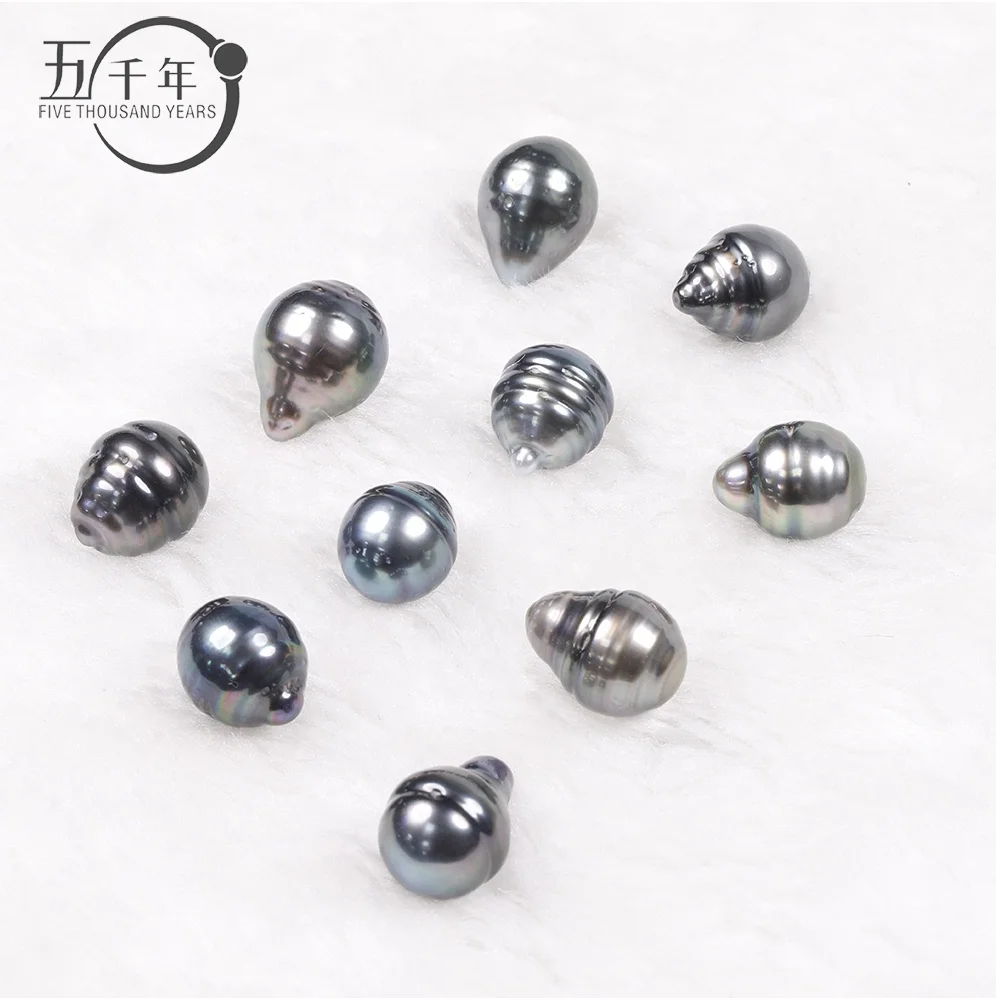 

wholesale loose 8-10mm natural grey black drop water baroque shape seawater Tahitian pearl with cheap price DIY, Peacock