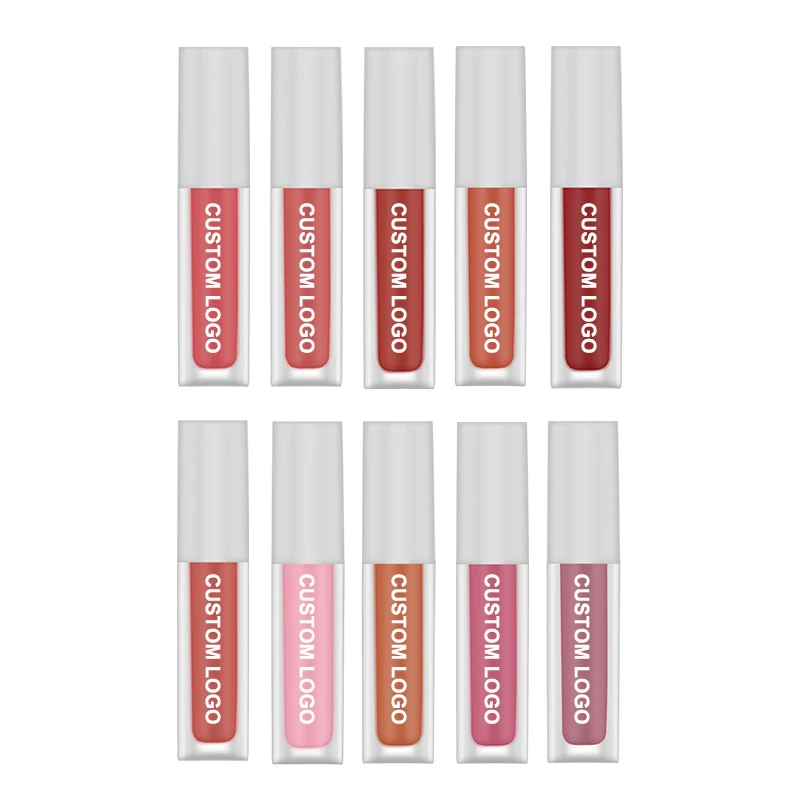 

10 Color Lip Gloss Vendor Wholesale Matte Lip Makeup Color Long Lasting Waterproof High Pigmented Velvet Lip Gloss, Picture or customized color