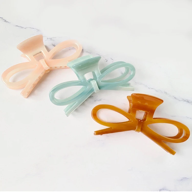 

French Cellulose Acetate Hair Claw Clamps Large Bow Shaped Hair Accessories Women Multicolour Curved 10CM Butterfly Claw Clip