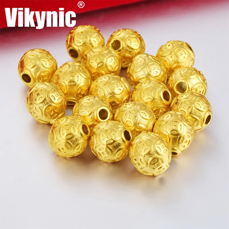 

Gold-plated copper 3D Coin beads loose beads Feng Shui bracelet accessories Pixiu bracelet accessories