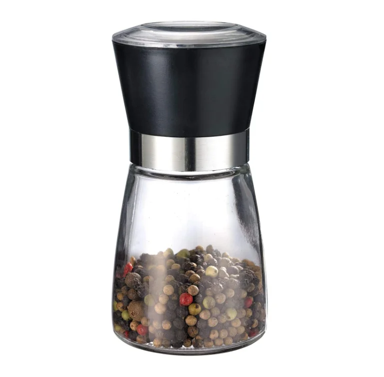 

Large capacity seasoning jar salt and pepper grinder glass and stainless steel material