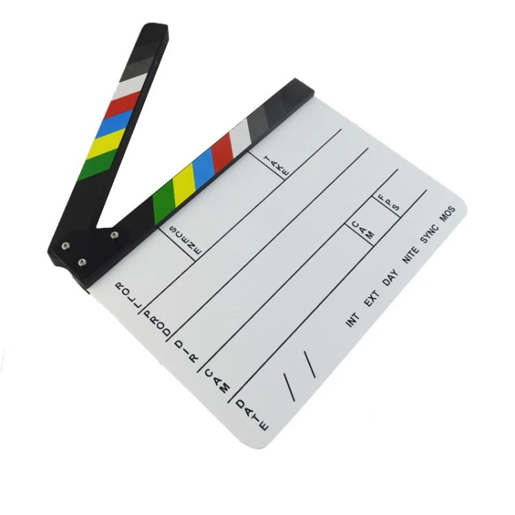 

Colorful English Clapperboard Clapper Board Acrylic Dry Erase Director TV Movie Film Action Slate Clap Handmade Cut Black White