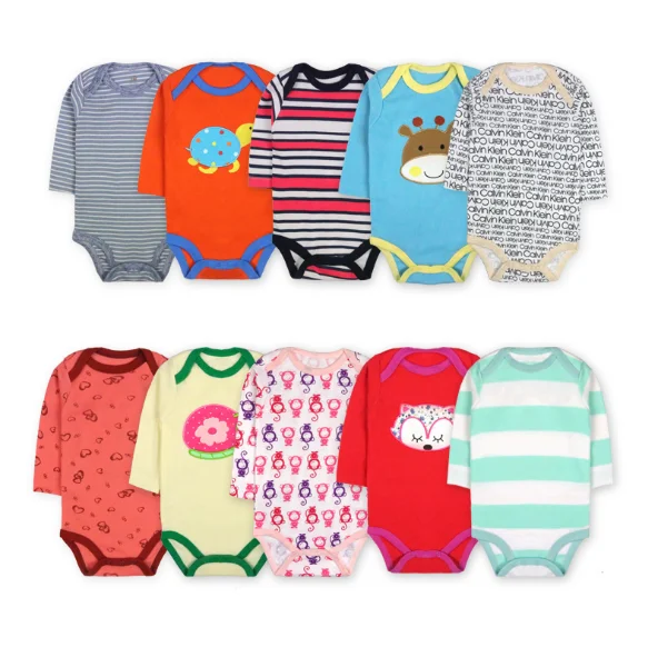 

Whole sale baby romper 5 pieces set long sleeve Spring Summer baby jumpsuit, As pictures