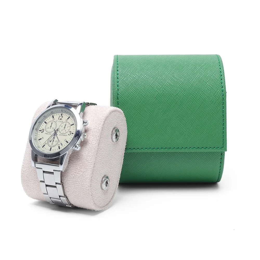 

OJR Manufacture Custom Watch Case Box Storage Wristwatch 1 2 Slot Green Luxury Travel Genuine Leather Watch Roll for Men