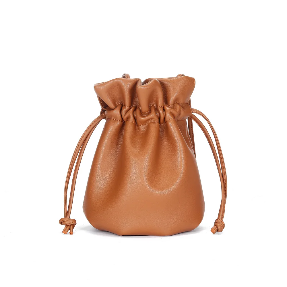 

2020 new arrivals soft leather ladies shoulder sling bags stylish mini bucket bags women handbags