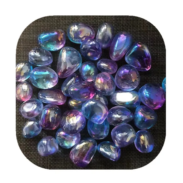 

Wholesale polished quartz gemstone natural crystal aura white crystal tumbled stone folk crafts for decoration