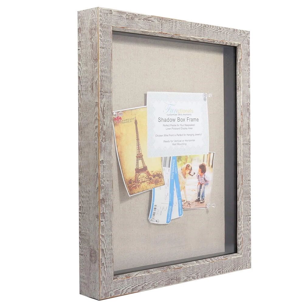 Customized Weathered Birch Linen Display Area 11x14 Shadow Box for Wall