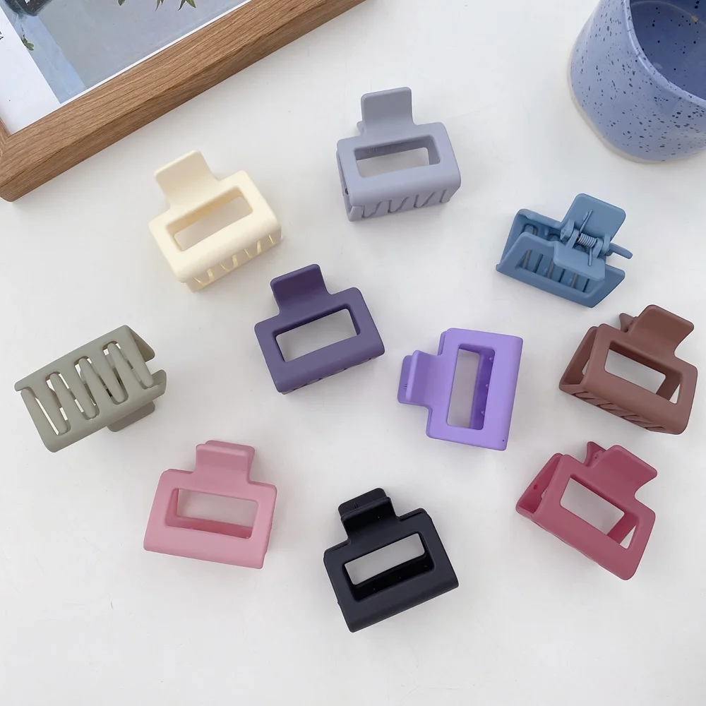 

5CM Small Plastic Matte Square Hair Claw Barrettes Wholesale Solid Color Premium Hair Claw for Women Girls