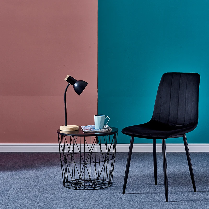 
Stock nordic Commerical Furniture Style Restaurant Dining Room Coffee Shop Velvet upholstered Fabric Modern Dinning Chair 