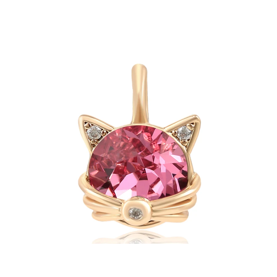 

36001 Xuping Fashion Jewelry Wholesale Pink Girly Heart Kitten Shaped Animal Crystal Pendant