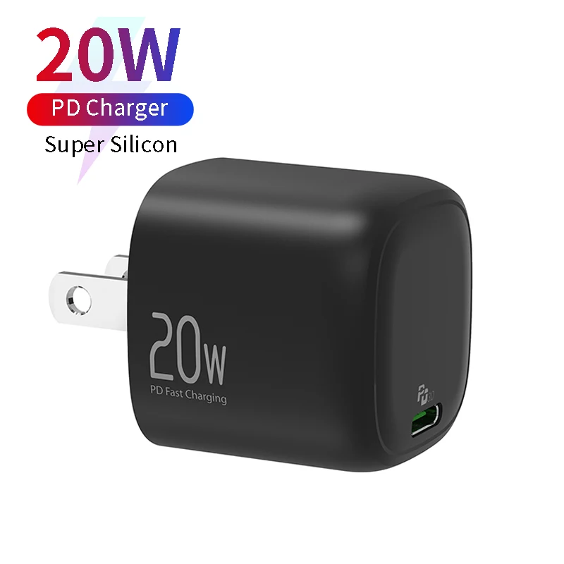 

20w quick charger US EU CN plug fast charging mobile phones portable type c PD wall charger, Black white