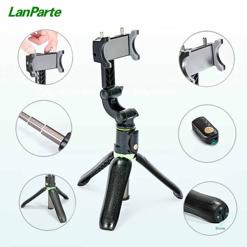 

Lanparte selfie stick tripod 3 In 1 Handheld gimbal stabilizer with wireless remote Mobile Phone Holder flexible selfie stick, Black green