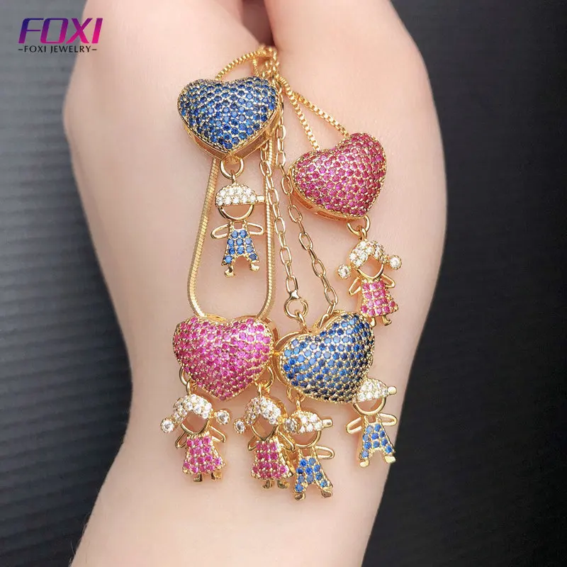 

Foxi Children'S Cubic Zirconia 18k Plated Heart Pendant, Multi colored