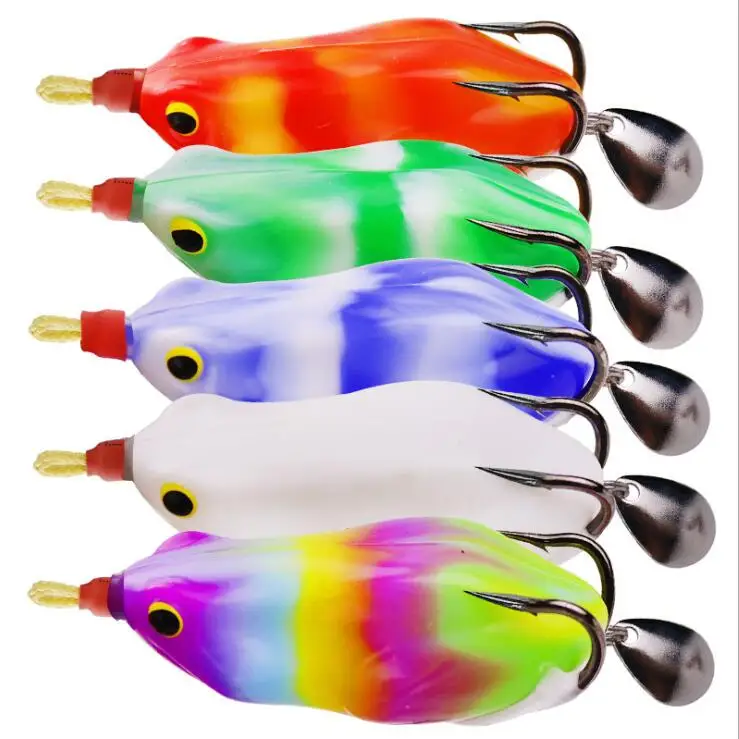 

WEIHE 15G 6cm Soft Simulation Frog Shaped Lifelike Fishing Lure Artificial Bait with Double Hooks Fishing Tackle Tool Accessorie, 5 colors