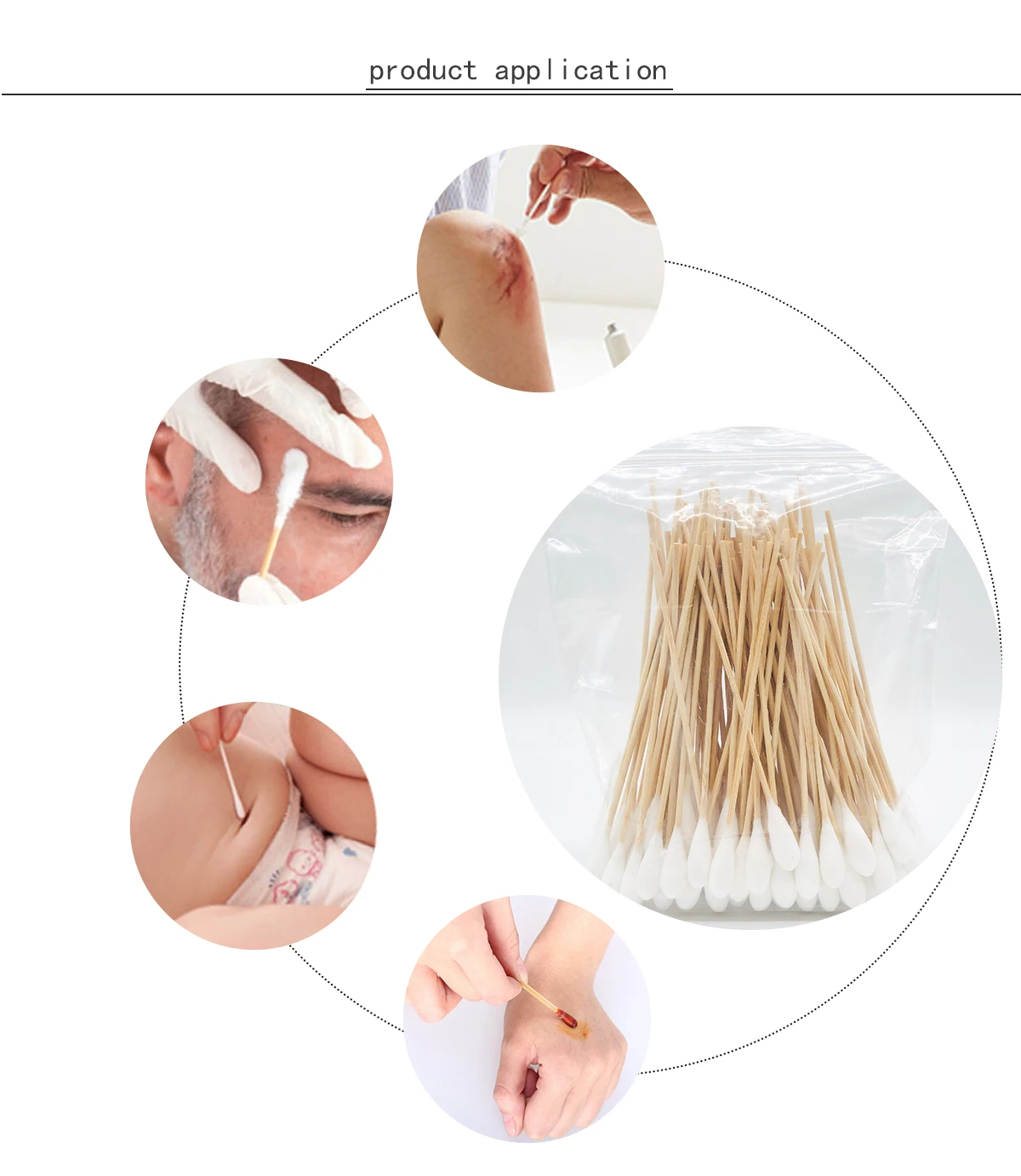 15cm Uniform Big Single Head Medical Cotton Swabs Applicator 6inch