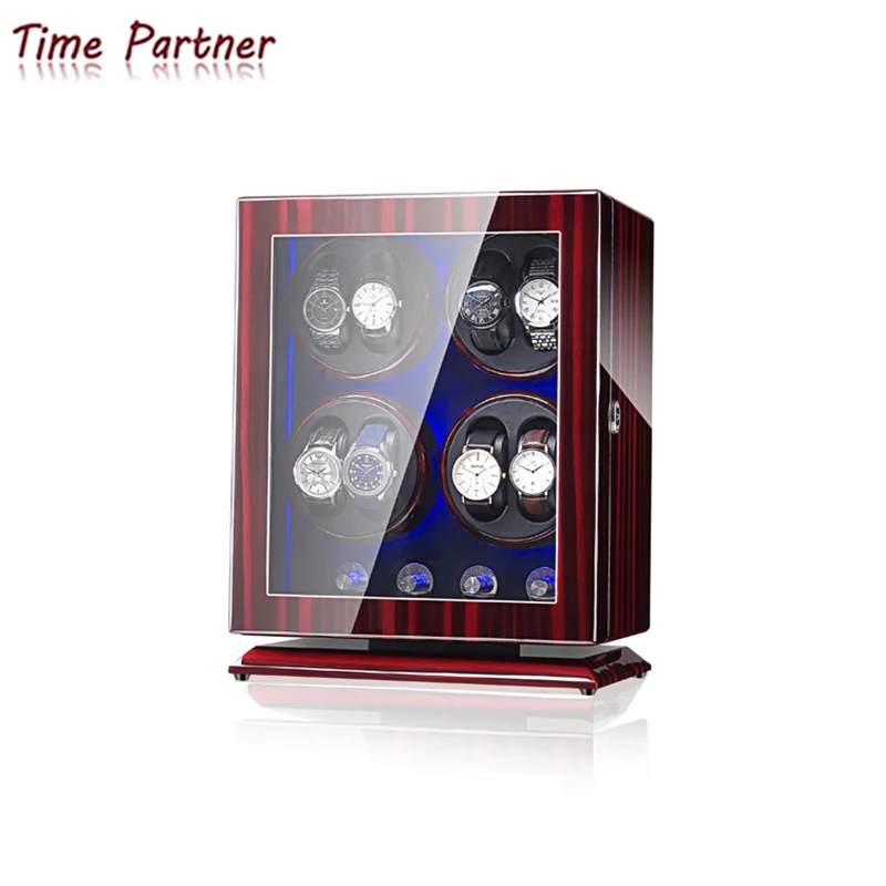 

Time partner watch box automatic watch winder rotator holder PU leather watch winder case 8+0 display box, Black