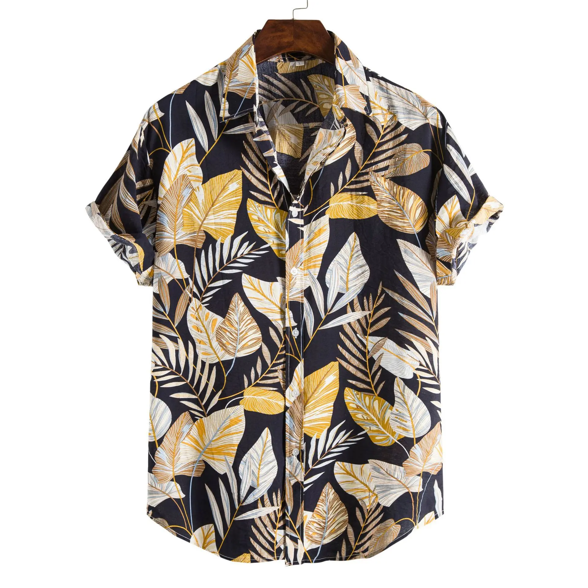 

Spring and summer fashion new men beach short sleeve printed shirt temperament commutes