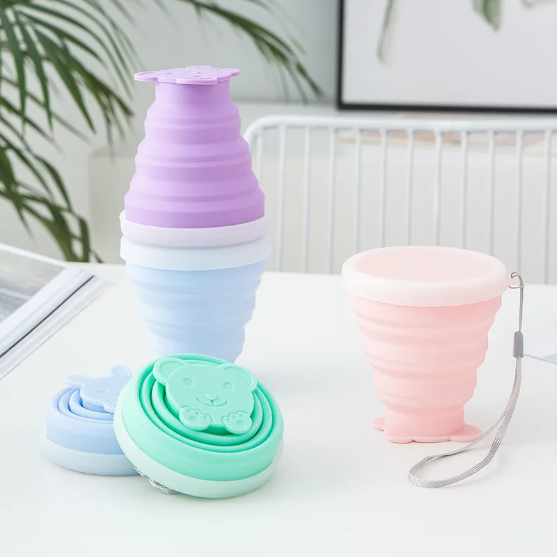 

Outdoor Portable Silicone Retractable Cup Telescopic Collapsible Cup Drinking, Pink/blue/green/purple