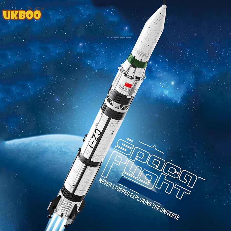 

Free Shipping UKBOO 2147 pcs Educational Long March One Space Moon Spaceship Rocket Building Blocks for Space Fans