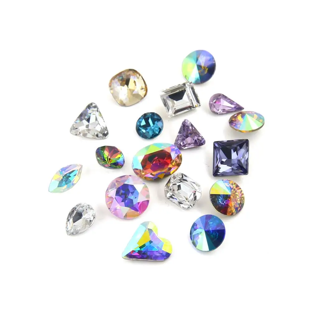 

Glass pointback Crystal Nail Rhinestones Muliti-size Charm Nail Art Decorations