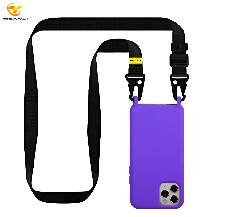 

Detachable Nylon Strap Fashion Silicone Phone Case Necklace Back Cover for iPhone 11