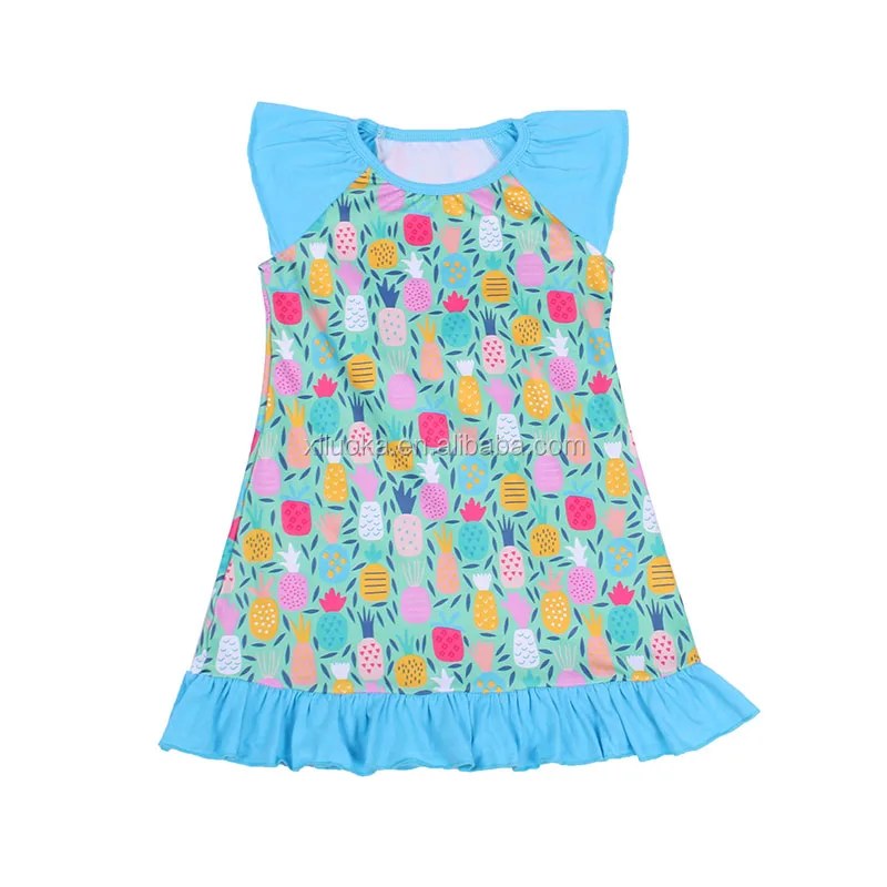 

High Quality Pineapple Printed girl kids dress dress for baby girl princess formal dresses for girls kids, Picture