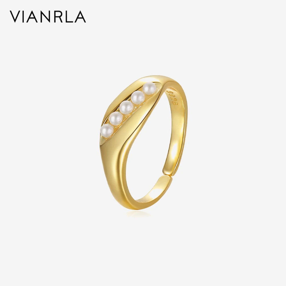 

VIANRLA 925 Sterling Silver Pearl Ring Jewelry Minimalist Style Nickle Free Laser Logo Support Drop Shipping