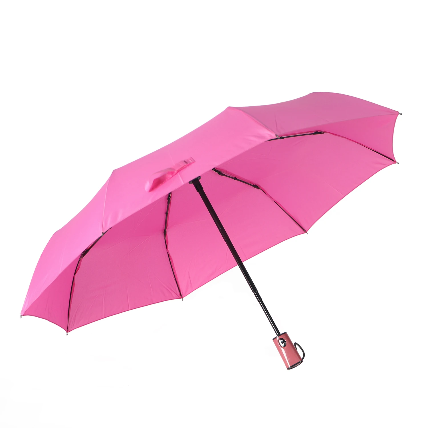 带有商标图案的坚固三角形手柄纯色雨伞