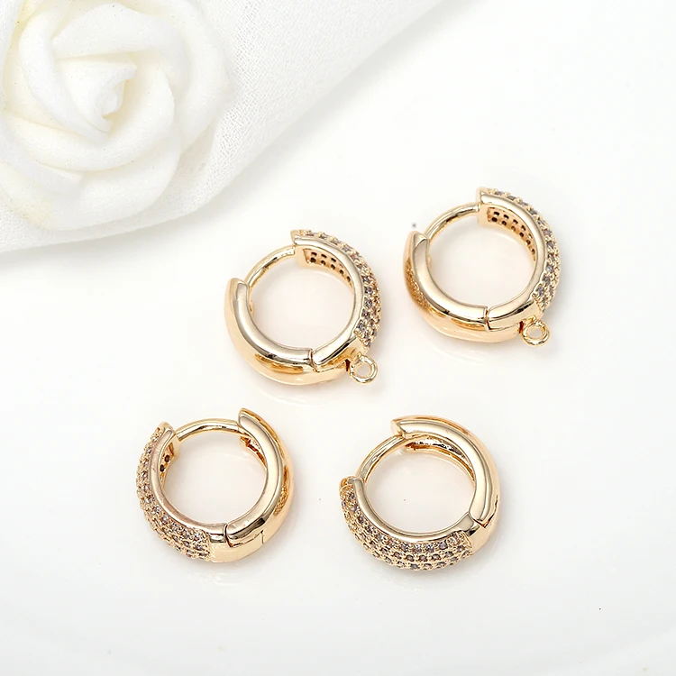 

New Design 14K Gold Plated Inlaid Zircon Hoop Earrings
