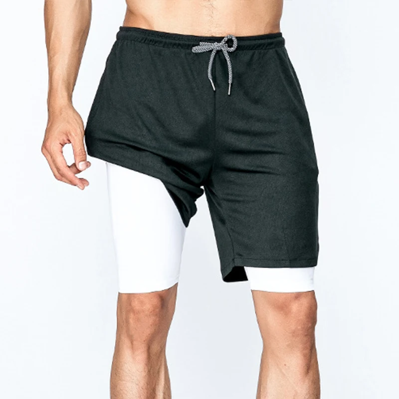 

Summer Fashion Basic Solid Color Sports Shorts Outdoor Running Double Quick-drying Basketball Fitness Man Short Pants