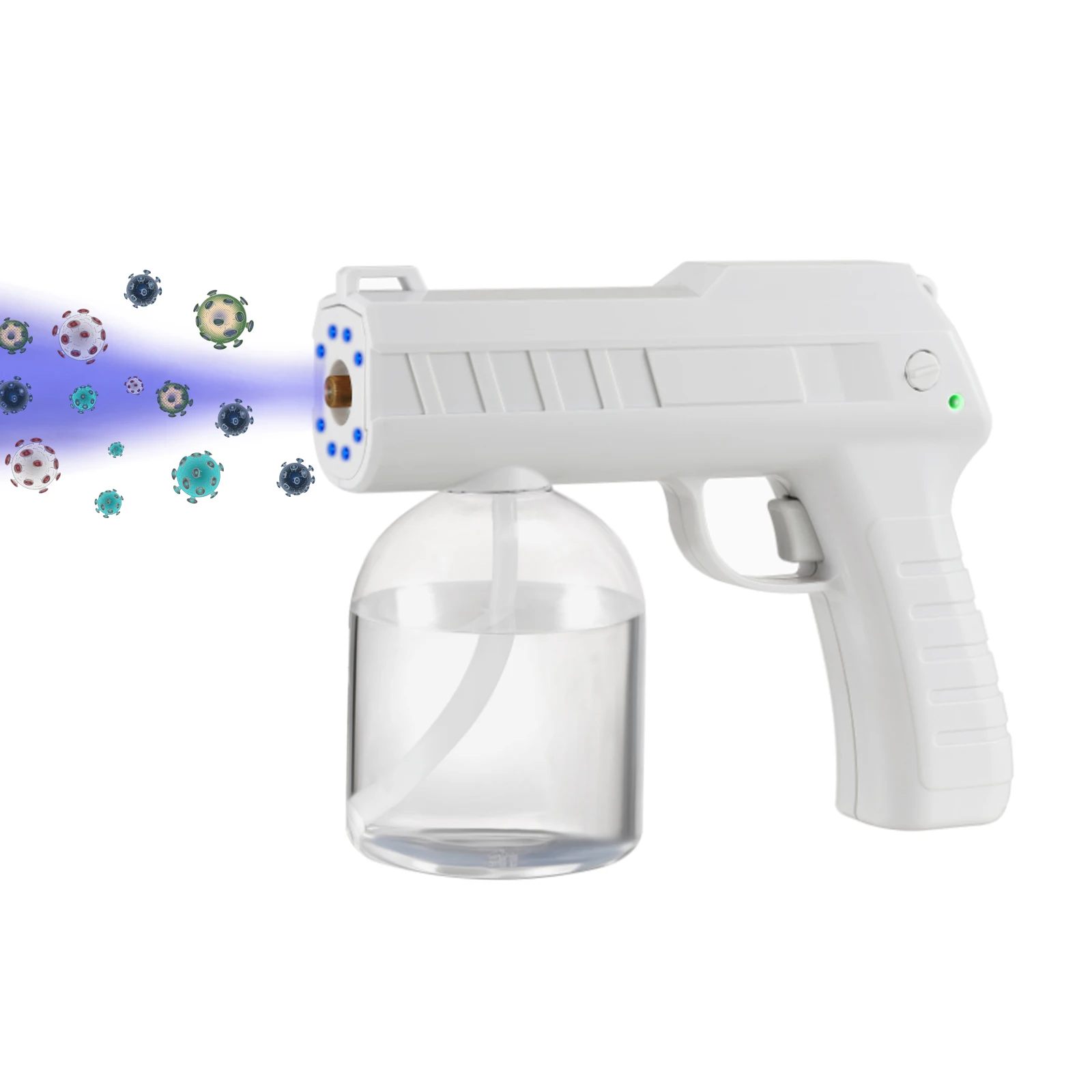 

Wholesale Disinfection Spray Gun Disinfection Blue Light Usb Charging Nano Wireless Sanitizer Gun