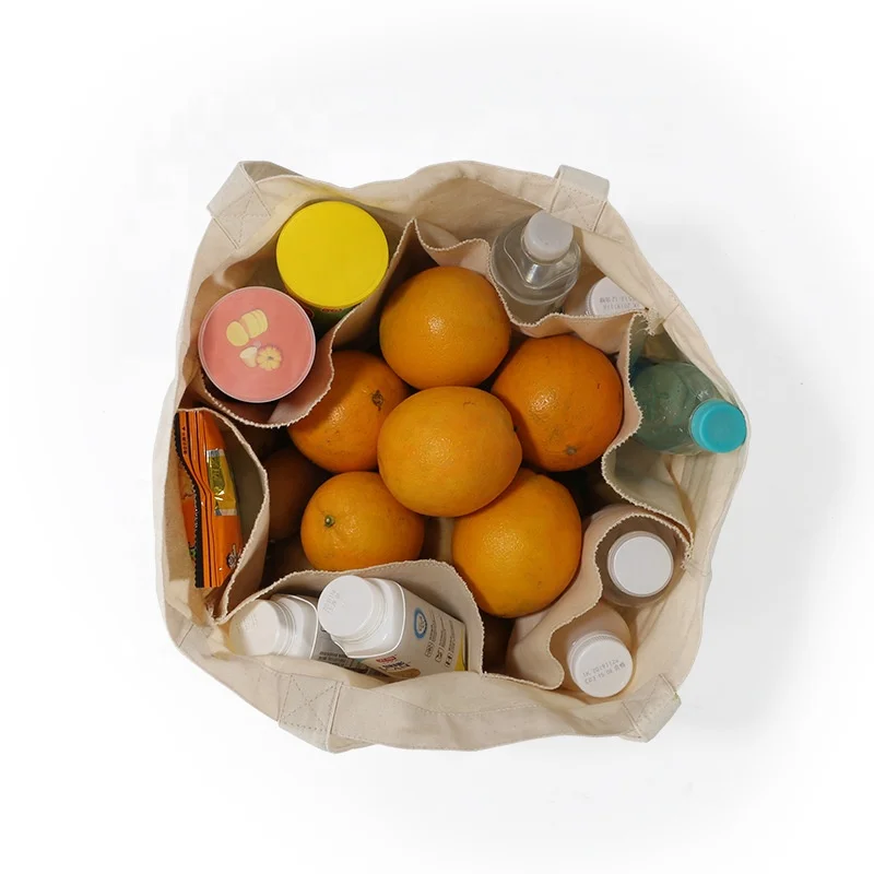 

Sopurrrdy Large Shopping Pocket Organic Cotton Canvas Tote Bag With 6 Large Interior Pockets